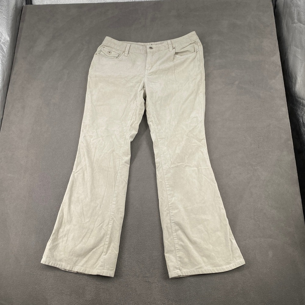 Arizona Jean Co Beige Corduroy Flare Pants Womens Size 13 Tan Stretch Bootcut